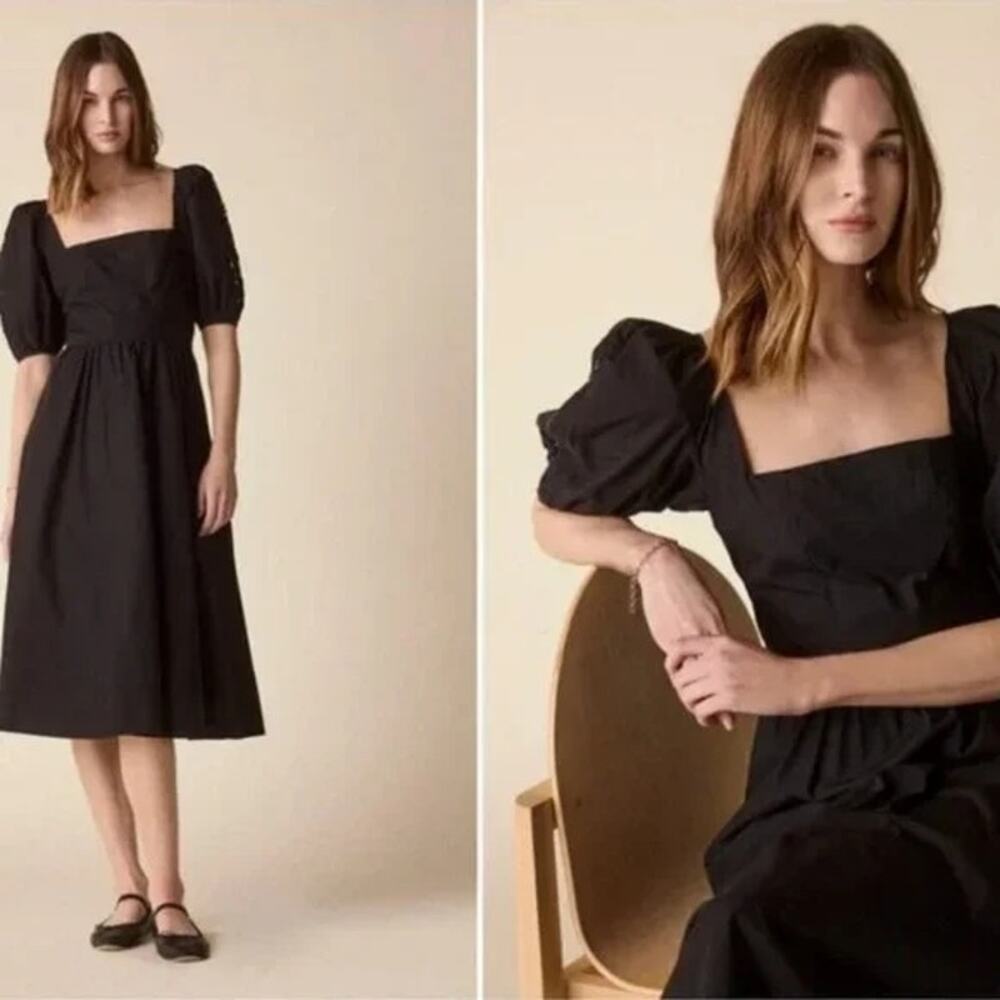 ST. ROCHE NWT $425 Vista Embroidered Puff Sleeve Midi Dress Size 8